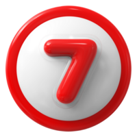 Red 3D Number 7 png
