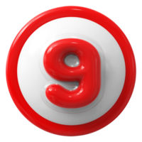 Red 3D Number 9 png