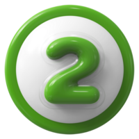 Green 3D Number 2 png