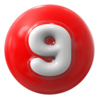 Red 3D Number 9 png