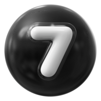 Black 3D Icon Number 7 png