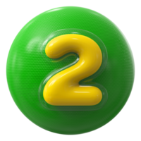 Green 3D Number 2 png
