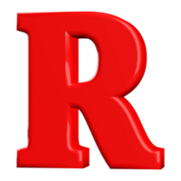 3d Fonte carta r maiúscula png