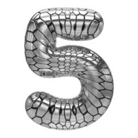 Silver 3D Number 5 png