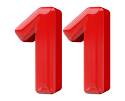 Red 3D Number 11 png