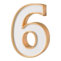 Gold 3D Number 6 png