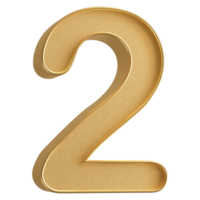 Gold 3D Number 2 png