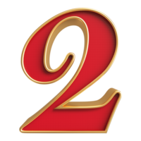 Red 3D Number 2 png