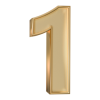 Gold 3D Number 1 png