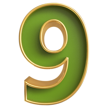 Green 3D Number 9 png