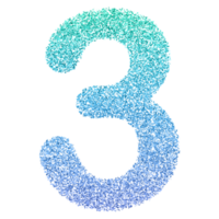 Gradient Glitter Number 3 png