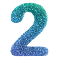 Gradient Glitter 3D Number 2 png