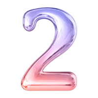 Gradient Bubble 3D Number 2 png