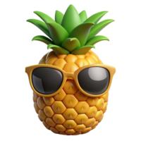 Pineapple wear Sunglasses 3d Render png