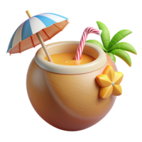 Coconut Drink 3d Object png