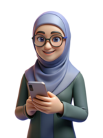 Hijab Girl with Smartphone 3d Image png
