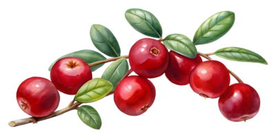 Branch with Cranberries - Isolated on Transparent Background png