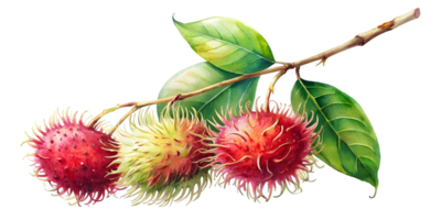 Branch with Rambutan - Isolated on Transparent Background png