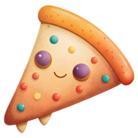 Happy Kawaii Pizza Slice - Isolated on Transparent Background png