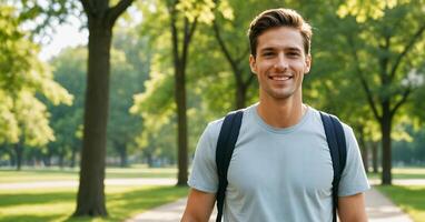 a man at the park, smile photo
