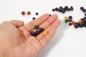 Colorful Beads Background. Background pattern of multicolor beads.Palette of colors beads. photo
