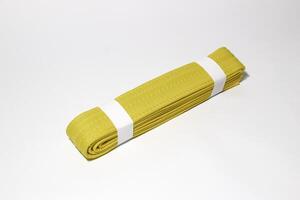 A picture of taekwondo belt on white background with selective focus photo