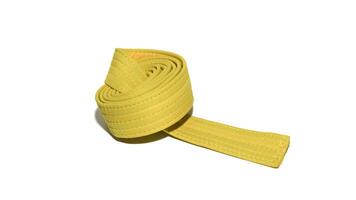 A picture of taekwondo belt on white background with selective focus photo