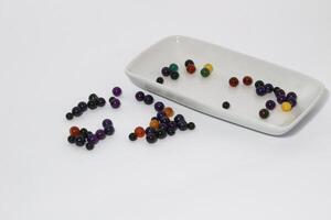 Colorful Beads Background. Background pattern of multicolor beads.Palette of colors beads. photo