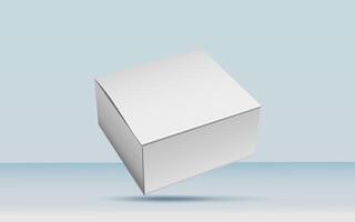 3d rendering realistic white box packaging mockup in studio background. Product mock up modern concept photo