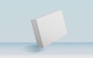3d rendering realistic white box packaging mockup in studio background. Product mock up modern concept photo