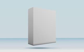3d rendering realistic white box packaging mockup in studio background. Product mock up modern concept photo