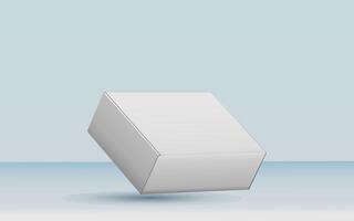 3d rendering realistic white box packaging mockup in studio background. Product mock up modern concept photo