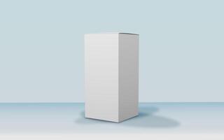 3d rendering realistic white box packaging mockup in studio background. Product mock up modern concept photo
