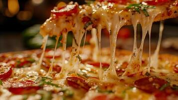 Pizza with mozzarella cheese, olives and tomato sauce photo