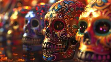Low-angle perspective of Day of the Dead festival photo
