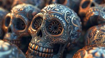Low-angle perspective of Day of the Dead festival photo