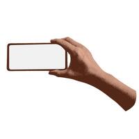 Template of phone in halftone collage hand. Hand holding phone with blank display isolated on white background. illustration vector
