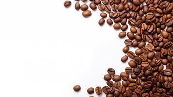 Coffee bean border with text space on white background, photo shot