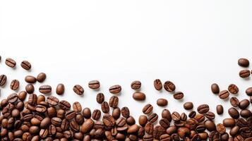 Coffee bean border with text space on white background, photo shot
