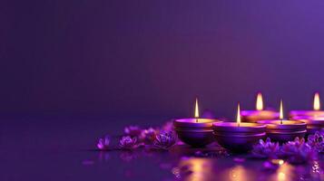candle and lotus of diwali photo