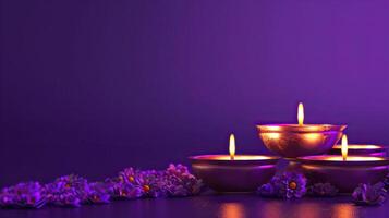 candle and lotus of diwali photo