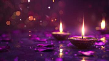 candle and lotus of diwali photo