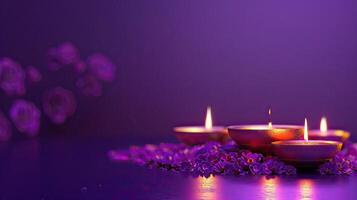 candle and lotus of diwali photo