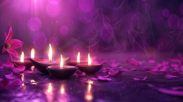 candle and lotus of diwali photo