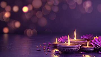 candle and lotus of diwali photo