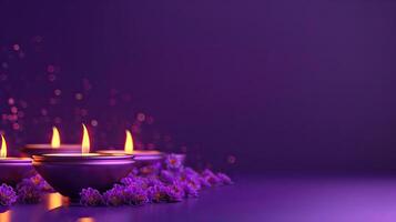 candle and lotus of diwali photo