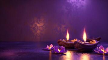 candle and lotus of diwali photo