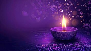 candle and lotus of diwali photo