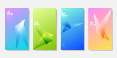 Gradient color modern geometric social media post template vector