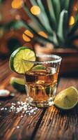 mexicano tequila Disparo con Fresco Lima rebanada foto